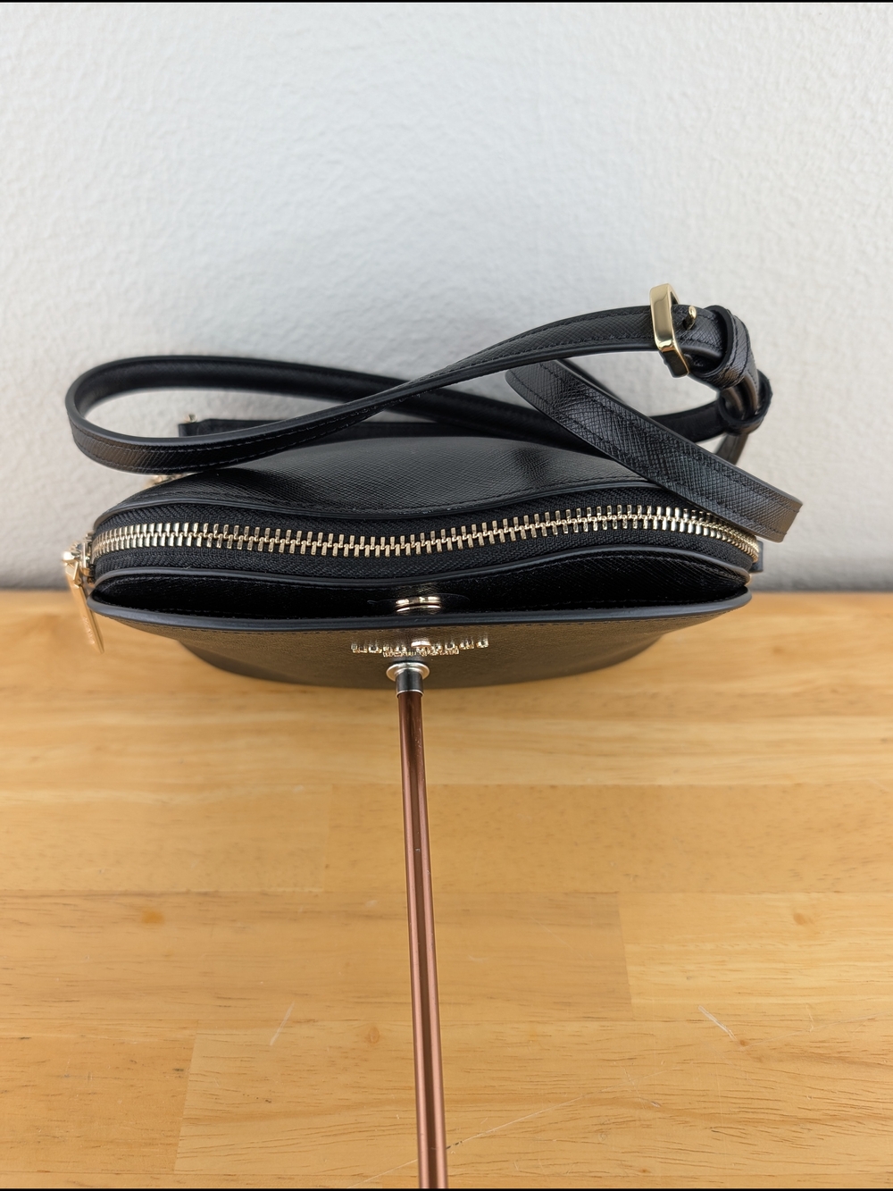Kate Spade Black Saffiano Leather Crossbody Bag Dome Silhouette Gold-Tone Chain - Picture 10 of 13